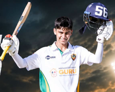 Ethan Rivers celebrating his innings